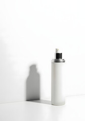 Minimalist product shot of a white lotion bottle with pump.