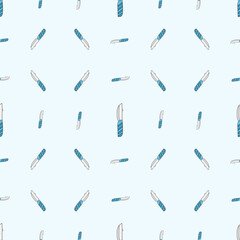 Seamless Pattern of Blue knife