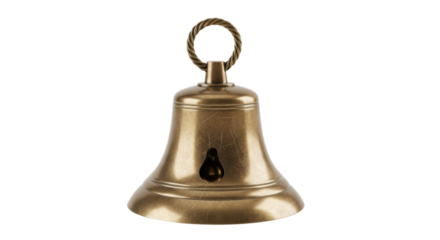 Vintage brass bell with twisted handle and patina finish