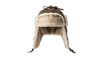 Warm leather aviator hat with faux fur lining and earflaps