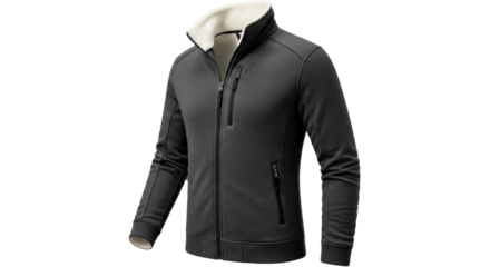 Men’s dark gray fleece-lined jacket with zipper pockets