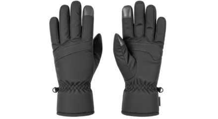 Black insulated touchscreen winter gloves with grip and elastic wrist