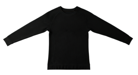 Black long-sleeve sweater on black background: stylish minimalist design