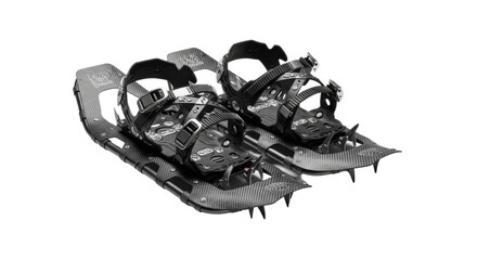 Durable black aluminum snowshoes with adjustable straps for winter adventures