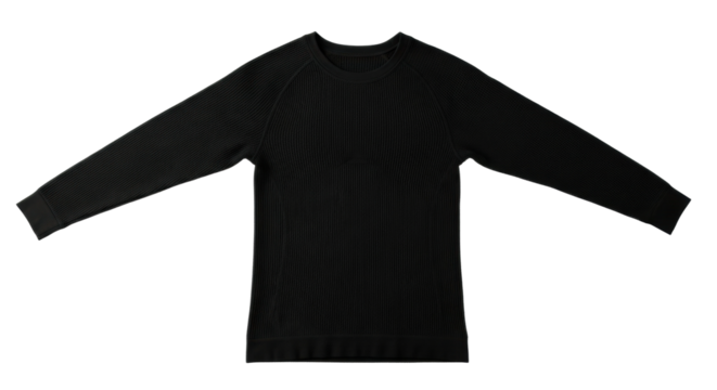 Black long-sleeve sweater on black background: stylish minimalist design