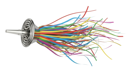 Colorful spectrum of flowing wires emerging from lightbulb socket