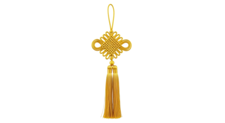 Traditional chinese knot with tassel on black background