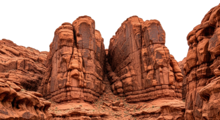 Majestic red rock formations against black sky in desert canyon landscape