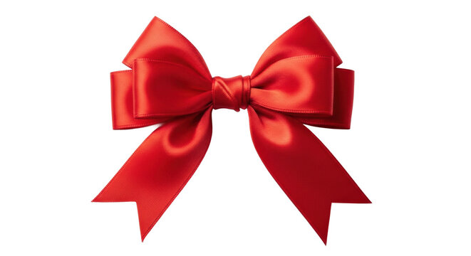 Elegant red satin bow with perfect loops and tails