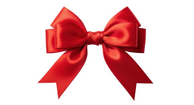 Elegant red satin bow with perfect loops and tails