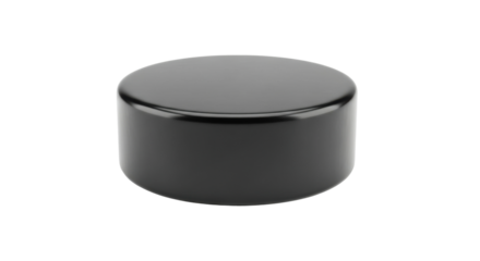 Black cylindrical container on white background