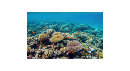 Vibrant coral reef with tropical fish in clear ocean water