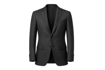 Classic men's dark grey suit jacket, elegantly isolated on transparent background