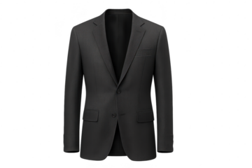 Men's dark grey suit jacket, business, isolated on transparent background.