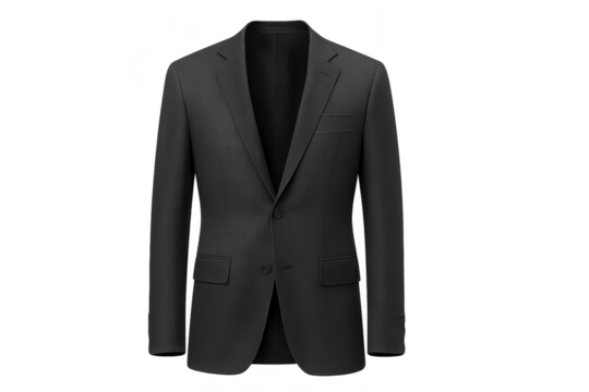 Men's dark grey suit jacket, business, isolated on transparent background.
