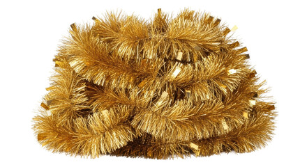 Festive gold tinsel garland for holiday decorations and celebrations