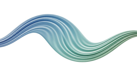 Abstract curved blue and green wavy shape on transparent background