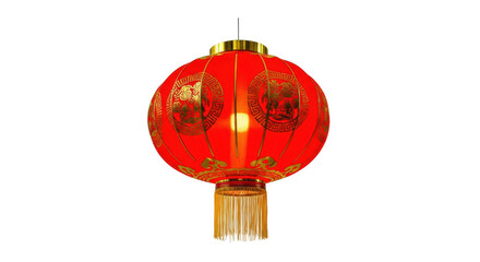 Fototapeta premium Traditional red chinese lantern with gold patterns and tassels