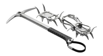 Ice climbing gear: ice axe and crampons for alpine adventure
