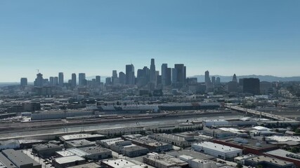 Los Angeles Downtown from Boyle Heights Aerial Shot Telephoto L California USA