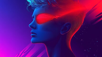 Futuristic neon gaze high resolution photo