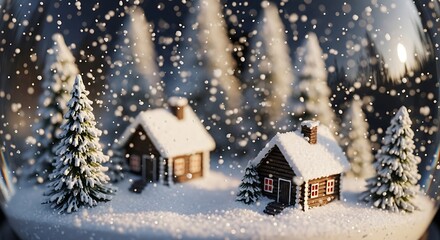 Enchanting winter wonderland scene inside a snow globe creation