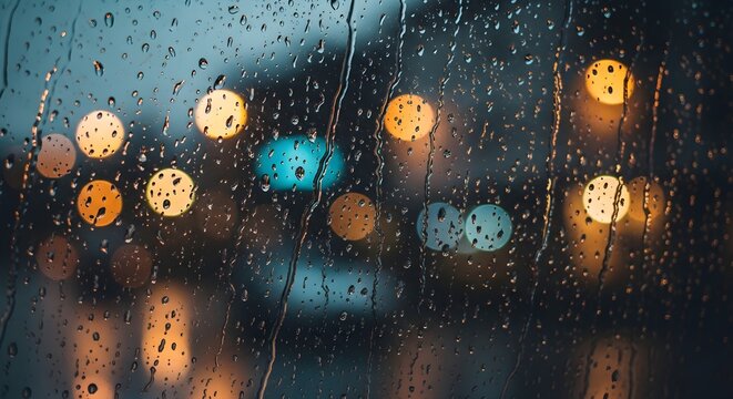 Rainy Glass Overlay: Raindrops on Transparent Window