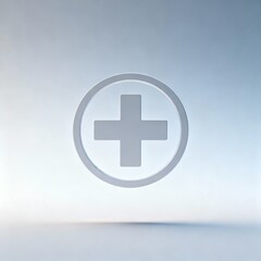 Fototapeta premium Modern Medical Cross Symbol on Light Blue Background for Healthcare and First Aid Concepts