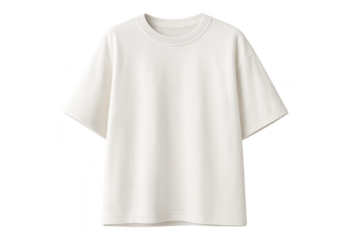 White oversized t-shirt isolated on transparent background, casual clothing