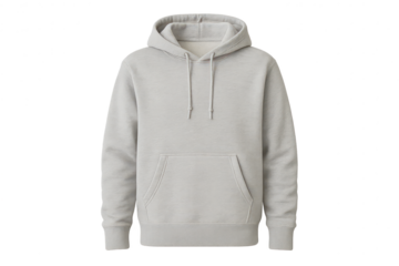 Heather gray hooded sweatshirt isolated on transparent background, mockup template