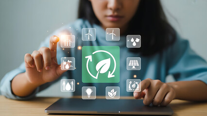 Sustainability advocate promoting eco-friendly solutions with modern tech