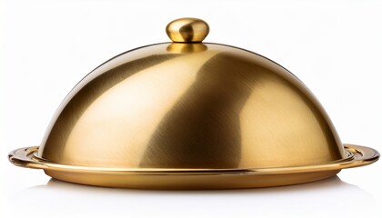 Golden Tray And Cloche Isolated On White Clipping Path Included