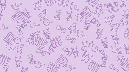 Light purple background with retro technology icons, great for social media posts, websites, and techthemed designs needing a nostalgic touch. - Powered by Adobe