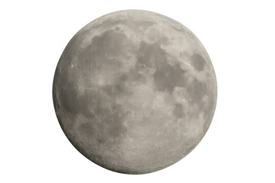 Full moon showing detailed craters and surface texture on a transparent alpha channel background - Powered by Adobe