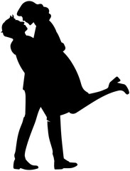 Romantic Couple Silhouette – Lift and Embrace Scene