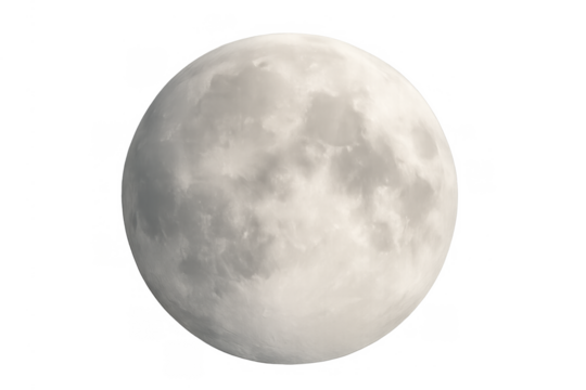 Full moon against a transparent background creating a celestial body and astronomy concept