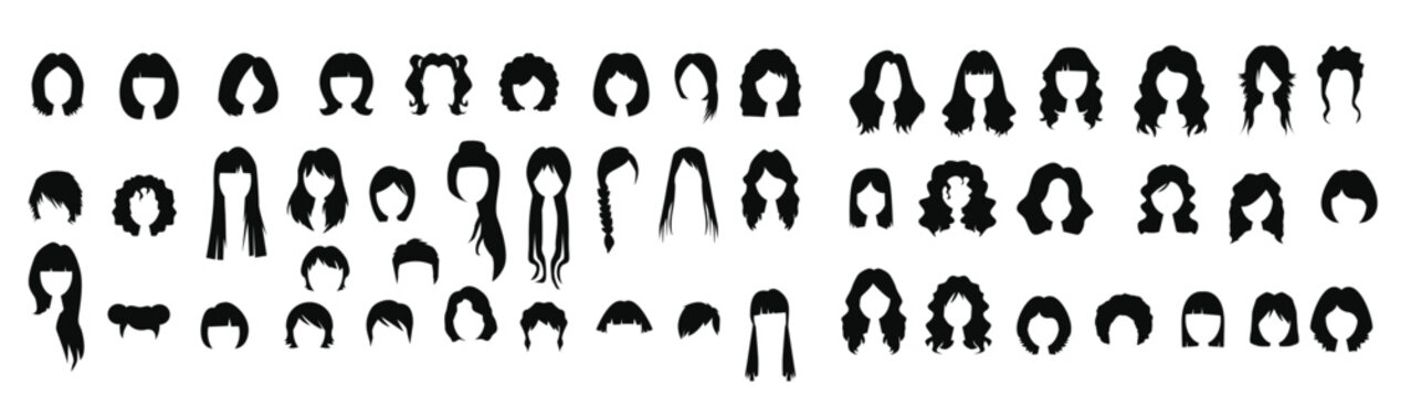 Collection of Womens Hairstyles vector illustration