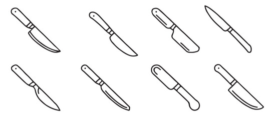  culinary knife icons for food preparation