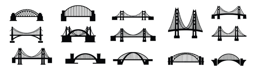 Obraz premium different types of bridges illustrated as silhouettes