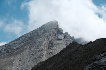 Views of the Colle dell'Agnolo mountain range in Pontechianale, in the Varaita Valley in the province of Cuneo, the Piedmontese mountains in August