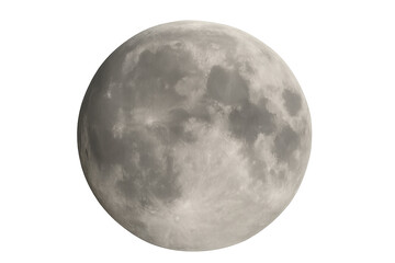Naklejka premium Full moon against a transparent sky, lunar orb showing detailed surface, astronomy and space concept