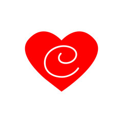 c letter red heart isolated on white background