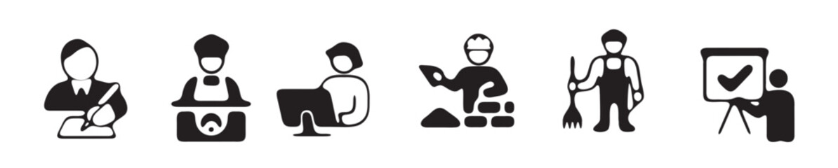 Collection of black and white professional icons vector