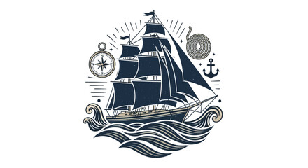 sailing ship on a blue background © Robben_Partybob