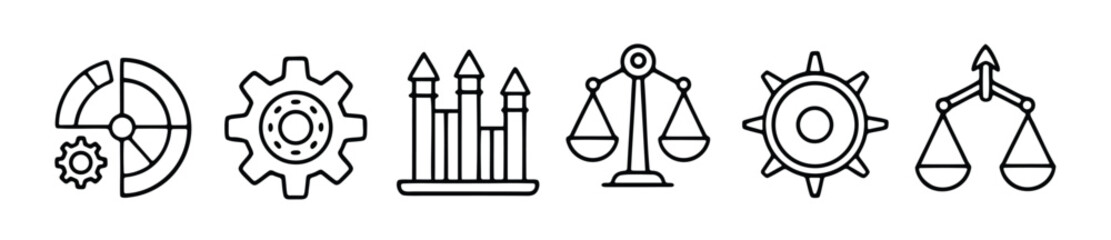  collection of business and legal icons silhouette isolated