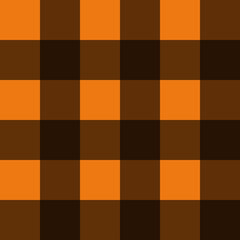 A classic seamless orange and dark brown square plaid geometric pattern