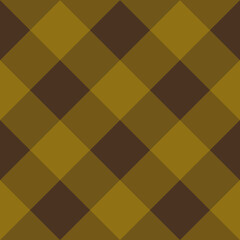 A classic seamless geometric square diamond plaid repeat pattern of mustard yellow and deep brown