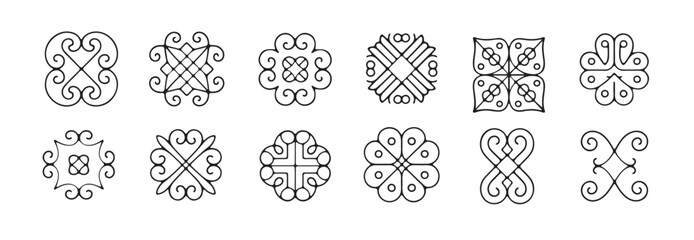 Collection of Elegant Black and White Geometric Ornament Designs