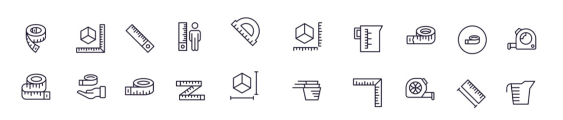 Collection of modern measure outline icons. Set of modern illustrations for mobile apps, web sites, flyers, banners etc isolated on white background. Premium quality signs.