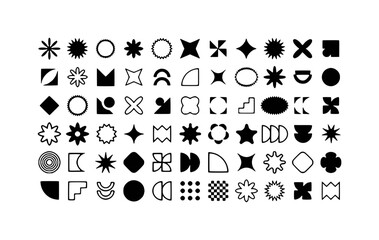 Collection of Abstract Geometric Shapes and Icons in Black and White